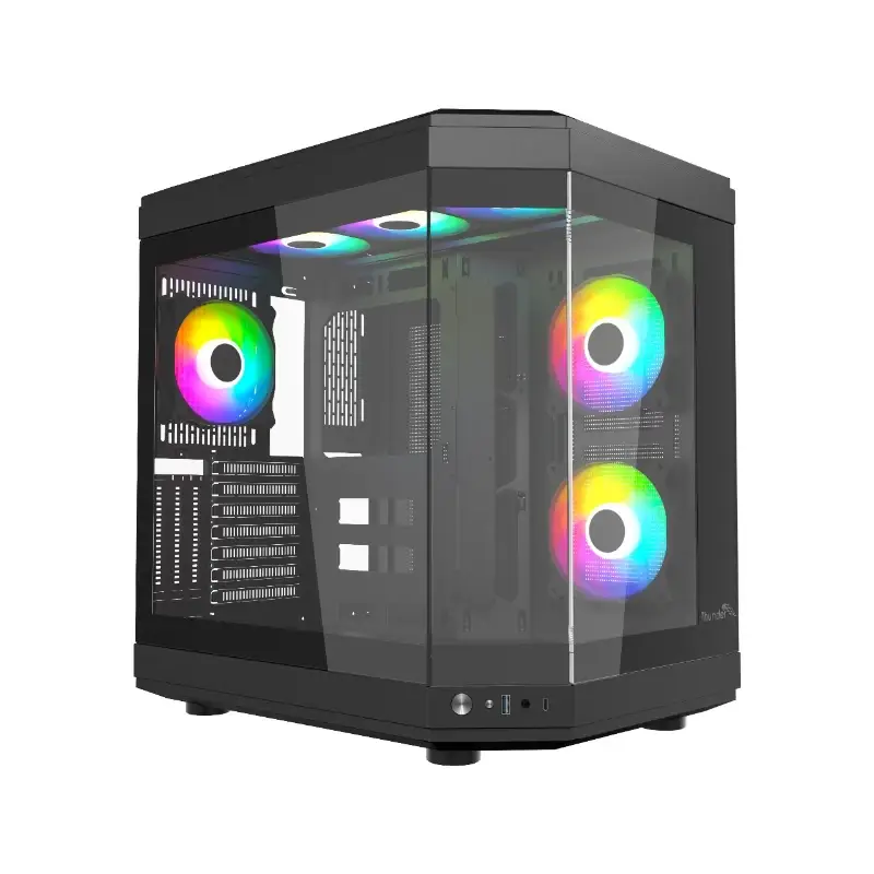 Thunder Carbon TGC-639 ATX Tempered Glass Gaming Case – White/Black - Image 5