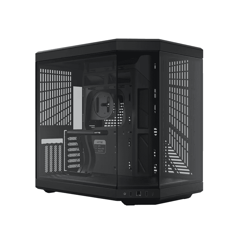 HYTE Y70 Black | Panoramic Dual‑Chamber ATX Mid‑Tower PC Case + PCIe 4.0 Riser