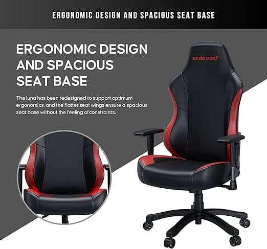 Anda Seat LUNA Black & red Series Gaming Chair – Ergonomic, Adjustable, PVC Leather
