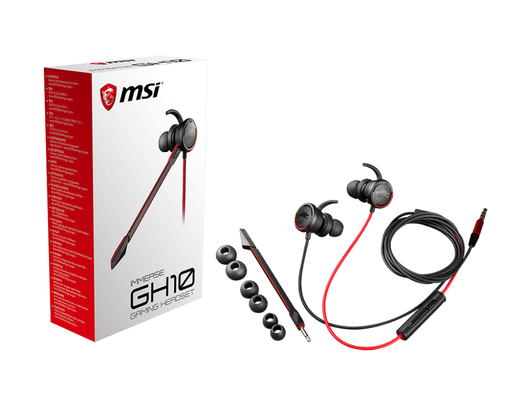 MSI Immerse GH10 In-Ear Gaming Headset with Mic – 3.5mm Audio Connector