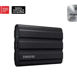 Samsung T7 Shield 1TB Portable SSD – USB 3.2 Gen2, 1050MB/s, IP65 Water/Dust Resistant – Black