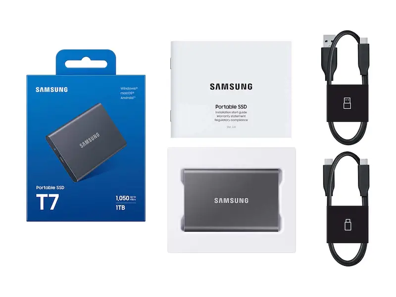 Portable SSD T7 1 TB USB 3.2 Gen 2 (Gray)