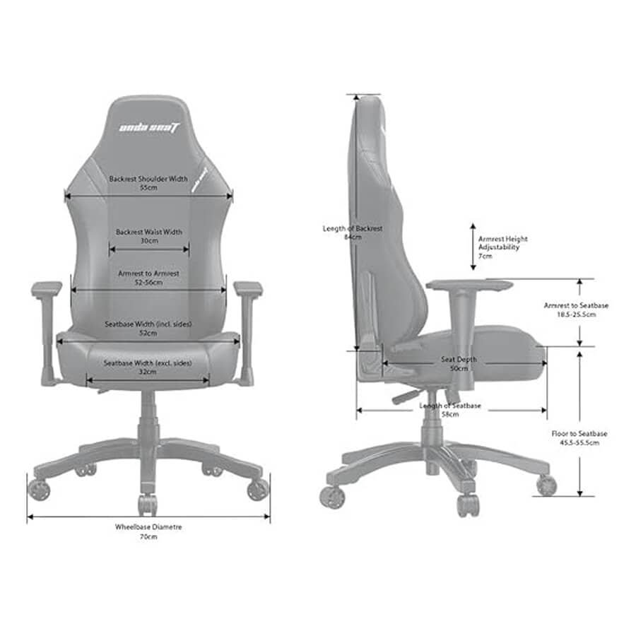 Anda Seat LUNA Series Black Gaming Chair – Ergonomic, PVC Leather, Recliner
