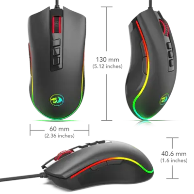Redragon M711 COBRA RGB Gaming Mouse with 16.8 Million, 10,000 DPI