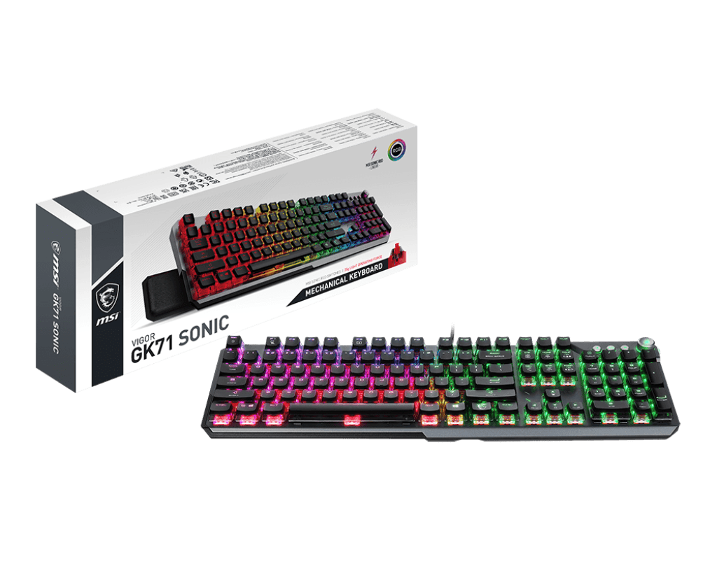MSI VIGOR GK71 SONIC Red Switch Gaming Keyboard with Per-Key RGB & Wrist Rest