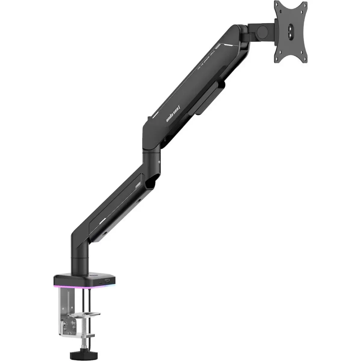 AD-W-A9X-1S-B Stealth Pro II RGB Gas Spring Single Monitor Arm – 17" to 42", Adjustable, Quick Release VESA