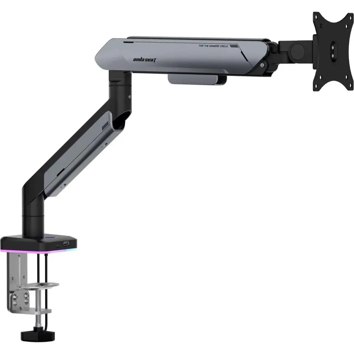AD-W-A9X-1S-B Stealth Pro II RGB Gas Spring Single Monitor Arm – 17" to 42", Adjustable, Quick Release VESA