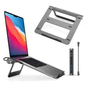 WiWU A821CH Laptop Stand Hub Aluminum Docking Station with Type-C, USB 3.0, HDMI 4K, RJ45 – Price in Pakistan