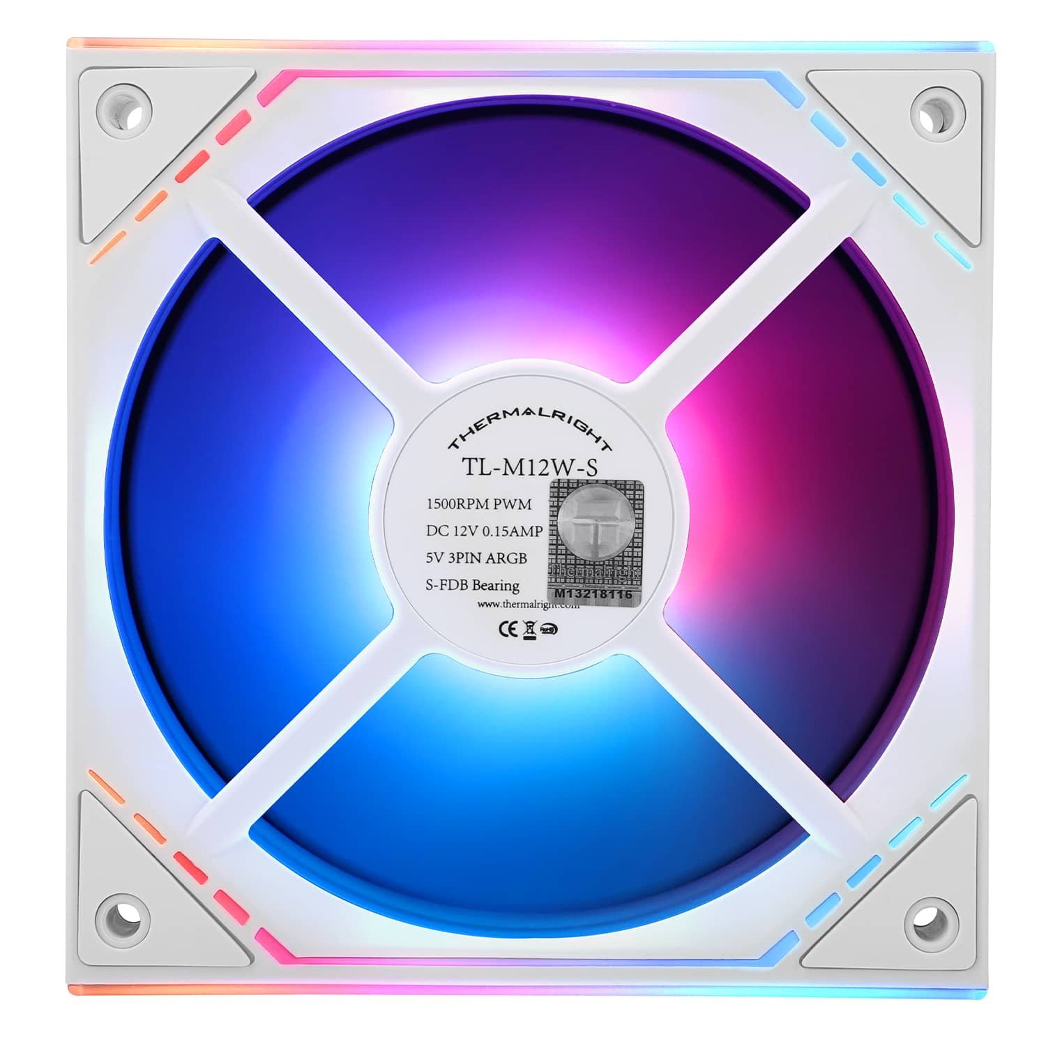Thermalright TL-M12W-S White 120mm ARGB PWM Fan