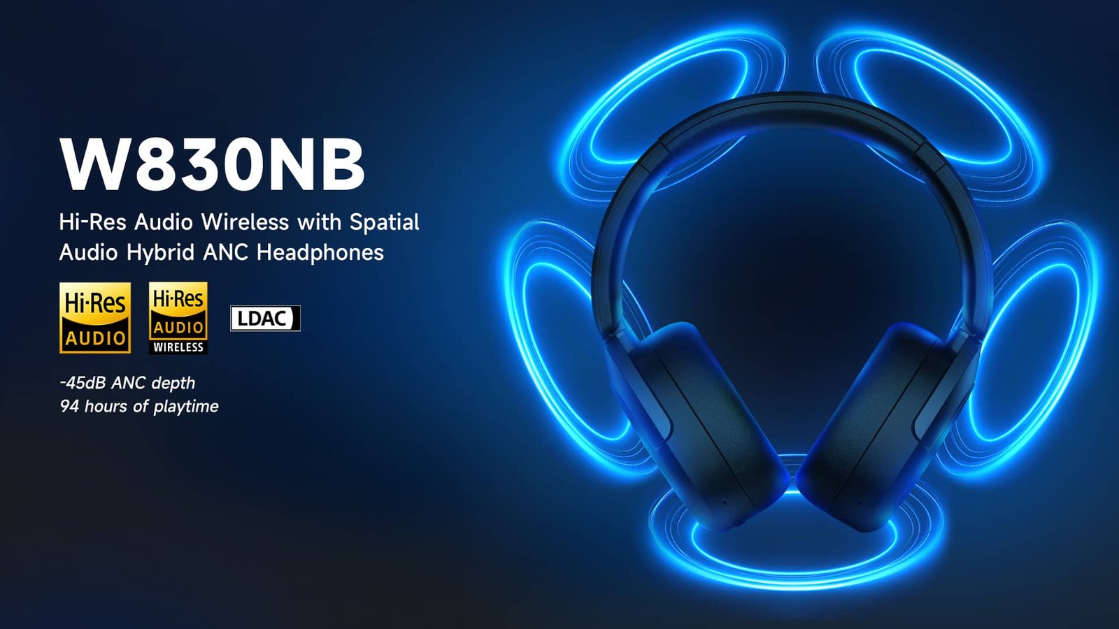 Edifier W830NB Wireless Headphones with Hi-Res Audio, ANC & 94H Battery Life