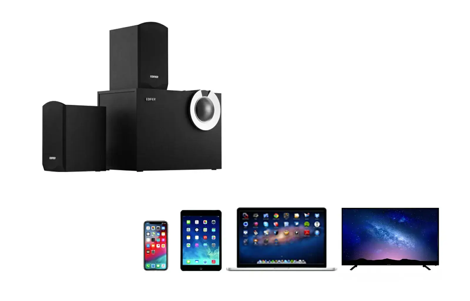 EDIFIER M206BT 2.1 Bluetooth Multimedia Speakers – Powerful Bass & Wooden Design
