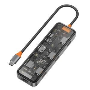 WiWU Cyber Hub CB008 8-in-1 Transparent Hub with 100W PD & 4K Display